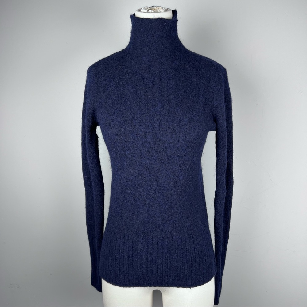 EUC - Madewell, Inland Rolled Turtleneck Dark Blue Sweater in Coziest Yarn, XS